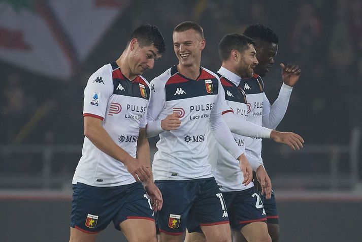 Ruslan Malinovskyi og Albert Guðmundsson eru liðsfélagar hjá Genoa en aðeins annar þeirra verður brosandi eftir leikinn á þriðjudagskvöld.