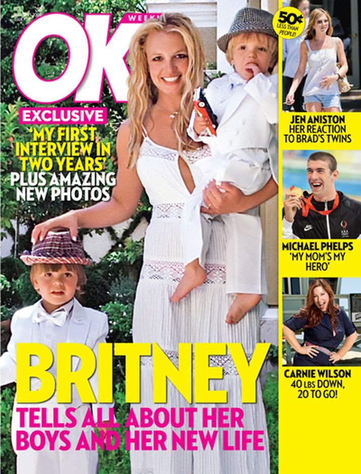 Britney á forsíðu OK! með Jayden og Preston.