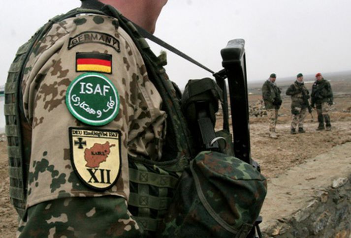 Þýskur hermaður úr herliði NATO í Afganistan á eftirlitsferð.