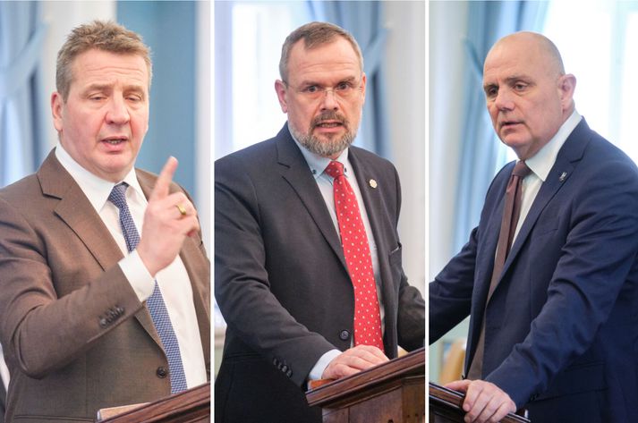 Guðlaugur Þór Þórðarson þingmaður Sjálfsætðisflokks situr í fjárlaganefnd. Daði Már Kristófersson fjármálaráðherra og Sigurjón Þórðarson formaður fjárlaganefndar segja áhættumatið útskýrast af breyttu verklagi ríkisstjórnarinnar.