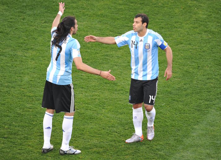 Mascherano í leik Argentínu og Nígeríu.