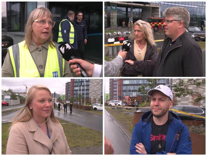 Fleiri hundruð starfsmenn vinna í turninum á Höfðatorgi sem þurfti að rýma í dag vegna eldsvoða. Fréttastofa náði tali af nokkrum strandaglópanna.