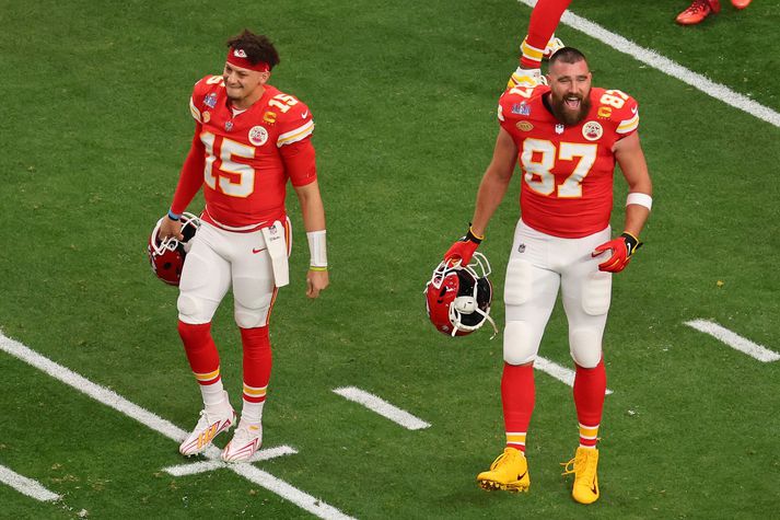 Patrick Mahomes og Travis Kelce eru meðal þeirra sem brotist var inn hjá.