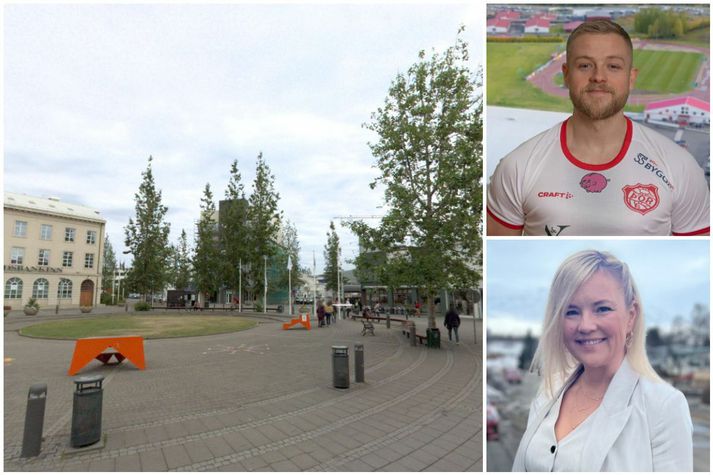 Halldór og Hilda Jana eru sammála um að stemning myndi aukast til muna á torginu ef lokað yrði fyrir umferð um það. 