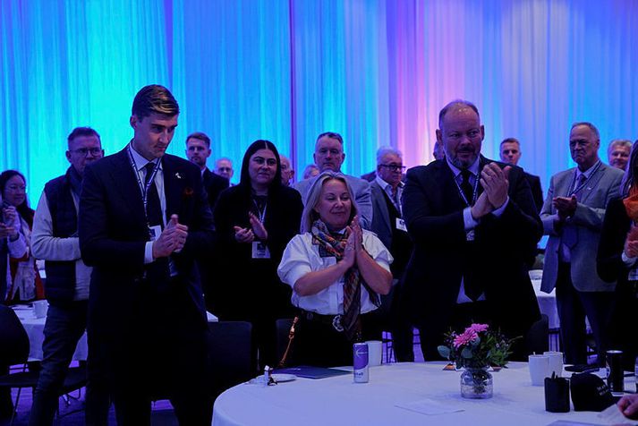 Bergþór ásamt félögum sínum í Miðflokknum á flokksþinginu í október. 