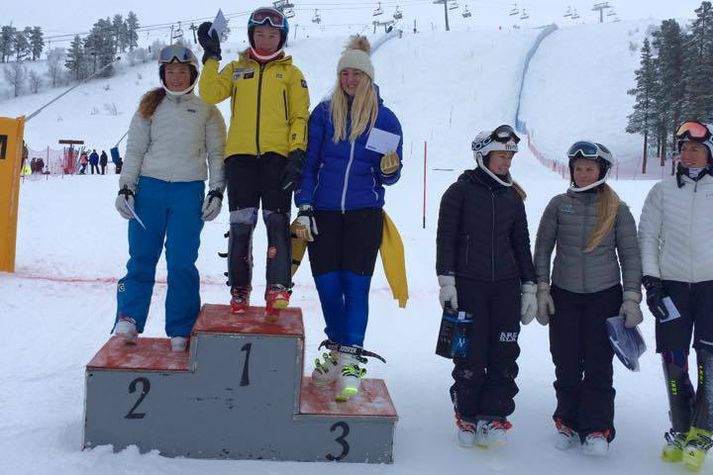 María Guðmundsdóttir efst á pallinum í dag.