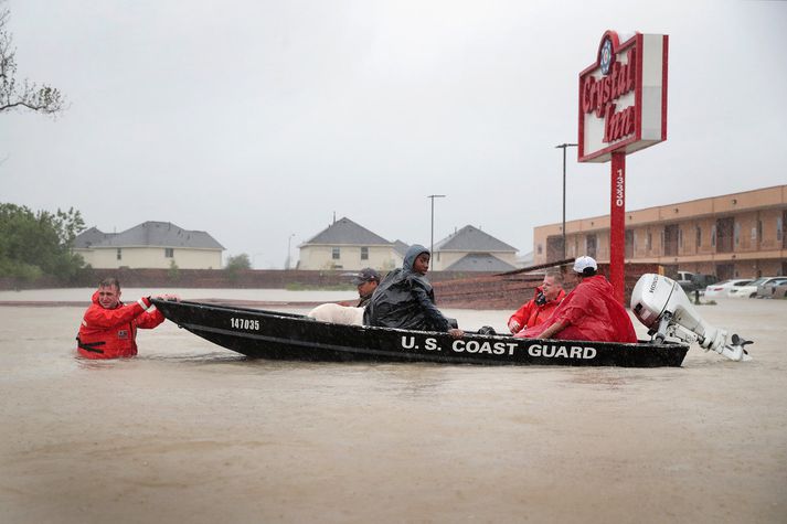 Fellibylurinn Harvey olli miklum flóðum í Houston.
