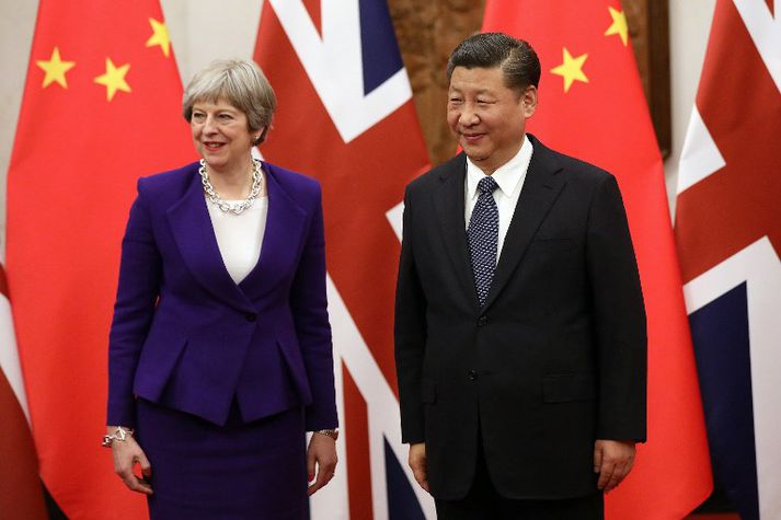 Theresa May, forsætisráðherra Bretlands, og Xi Jinping Kínaforseti.