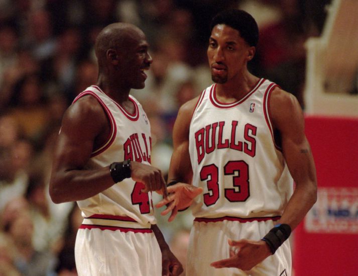 Michael Jordan og Scottie Pippen á sínum tíma er þeir léku með Chicago Bulls.