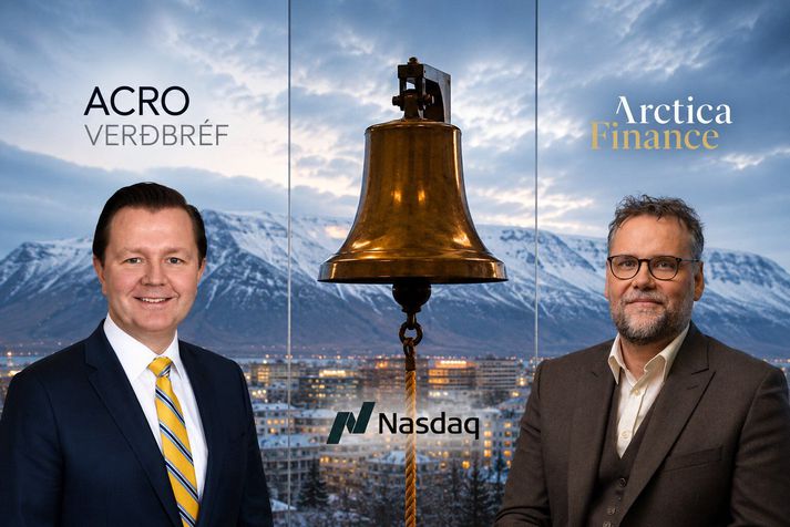Hannes Árdal, framkvæmdastjóri Acro verðbréfa, og Stefán Þór Bjarnason, framkvæmdastjóri Arctica Finance en fyrirtækin eru umsvifamest í hópi innlendra verðbréfafélaga.
