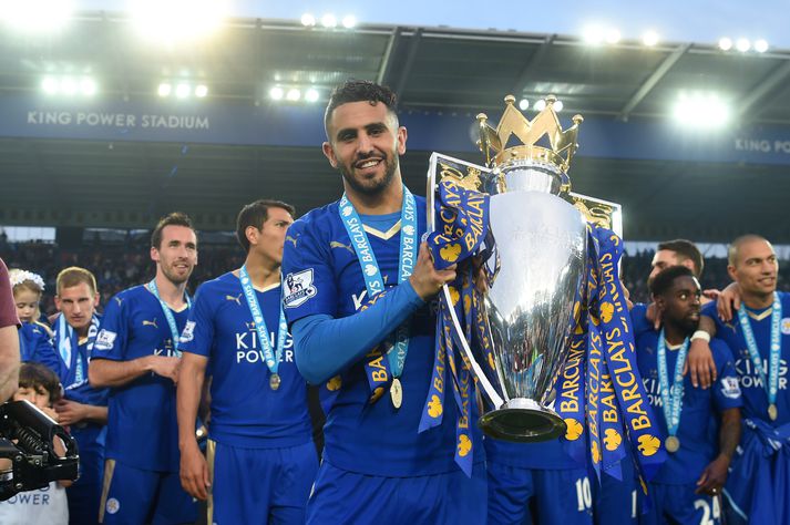 Mahrez var lykilleikmaður er Leicester vann enska titilinn óvænt.