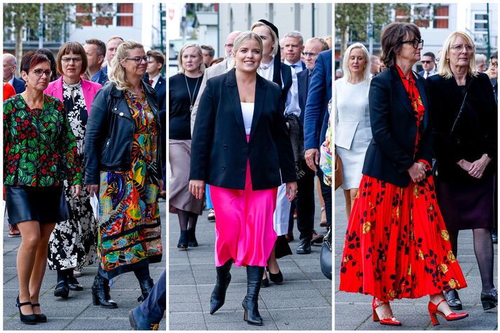 Þingmenn klæddust sínu fínasta pússi við Þingsetningu í dag og voru bæði litir og munstur áberandi.