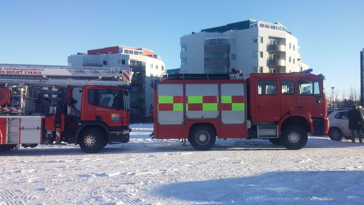 Um tuttugu slökkviliðsmenn komu að slökkvistarfinu.