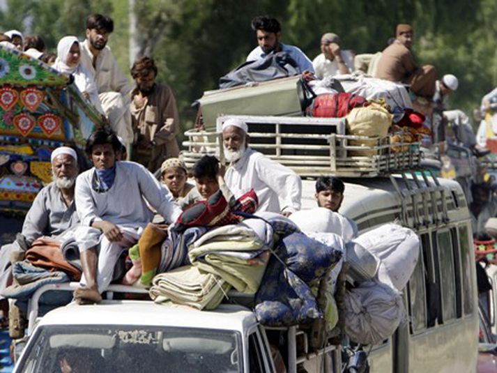 Frá norðvesturhluta Pakistans í gær.