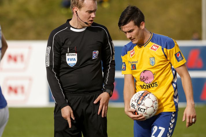 Ingimundur Níels Óskarsson kom Fjölni í 1-0 í leiknum.