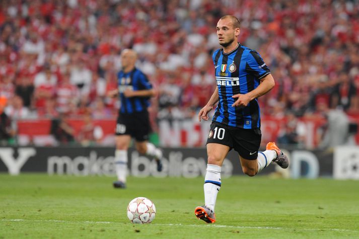 Sneijder á ferðinni í úrslitaleik Meistaradeildar Evrópu 2010 þar sem Inter vann Bayern München, 2-0. Sneijder lagði upp fyrra mark Inter.