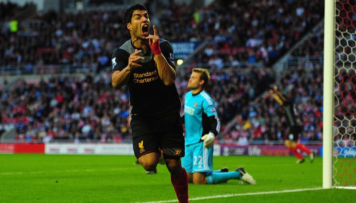 Suarez skoraði mark Liverpool í leiknum.