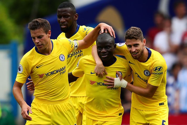 Leikmenn Chelsea fagna marki Kante.