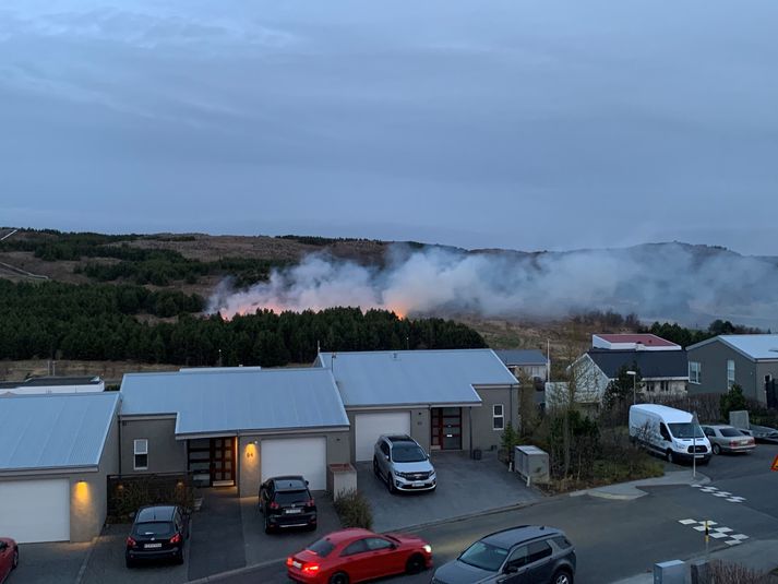 Ekki mátti miklu muna að skógurinn í Leirdal í Grafarholti yrði eldinum að bráð.