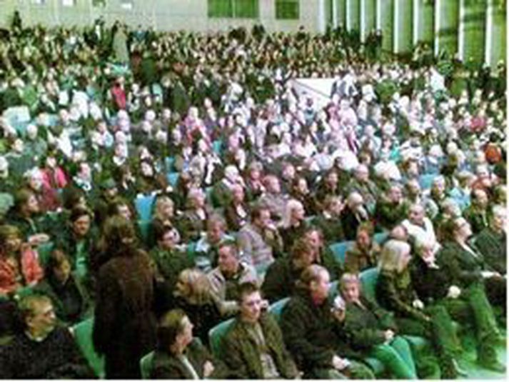 Frá fyrri borgarafundinum í Háskólabíói um daginn.