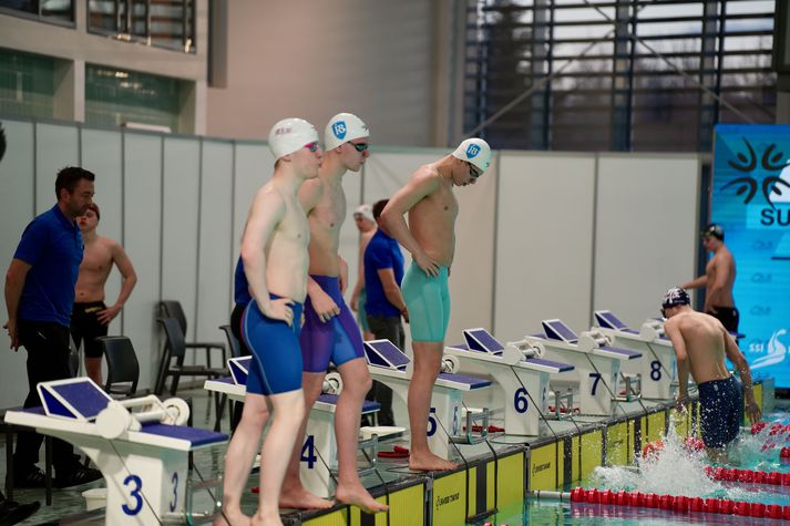 Guðmundur Leó, fyrir miðju, bætti eigið mótsmet. 