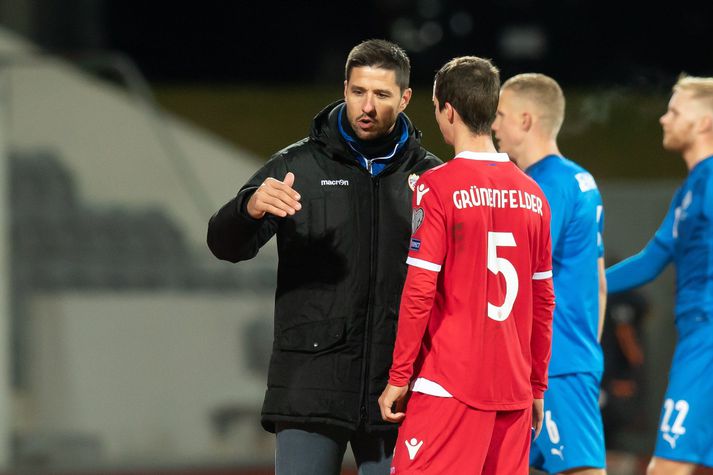 Martin Stocklasa og Rafael Gruenenfelder eftir 4-0 tap á Laugardalsvelli.