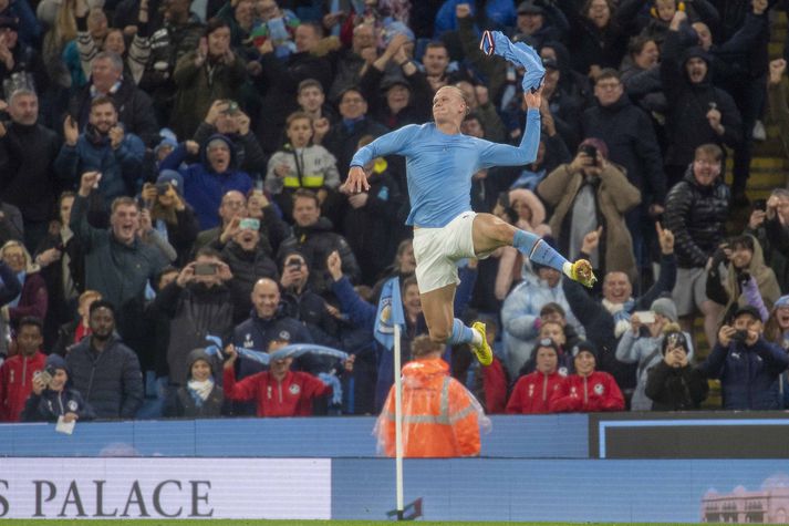 Erling Braut Håland gæti misst af stórleik Manchester City og Liverpool.