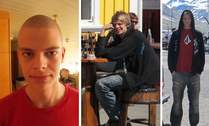Jón er 1,87 metrar á hæð, snoðaður og í dökkum gallabuxum, svartri hettupeysu og ljósbrúnum skóm.