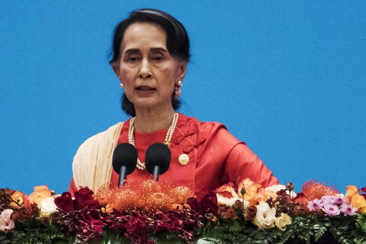 Aung San Suu Kyi er leiðtogi Mjanmar.