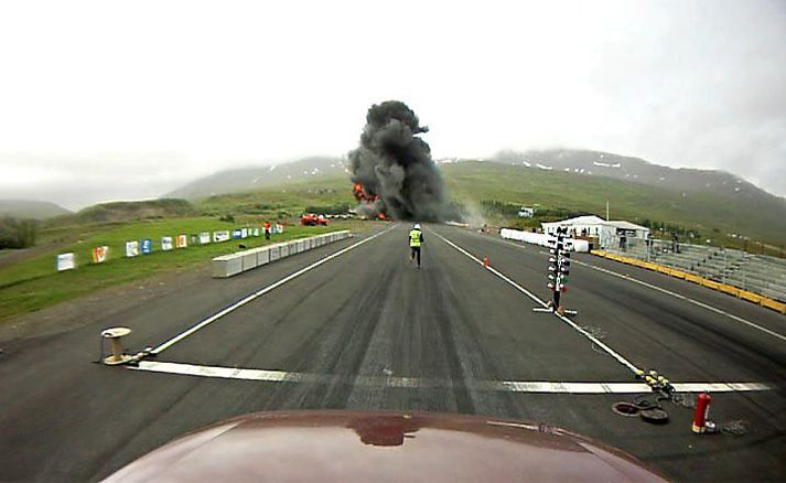 Slysið varð á svæði Kappakstursklúbbs Akureyrar.