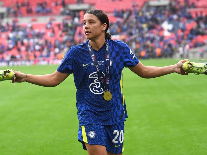 Sam Kerr, besti leikmaður ensku úrvalsdeildarinnar 2021 til 2022.