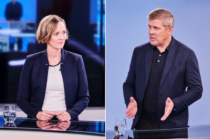 Halla Gunnarsdóttir, formaður VR og Bjarni Benediktsson, framkvæmdastjóra SA mættust í Pallborðinu.