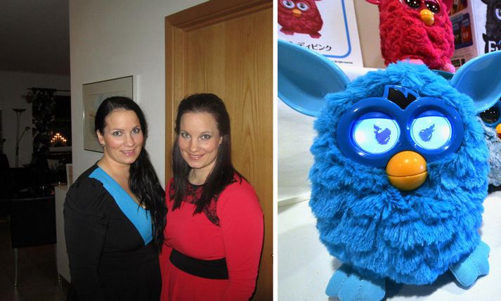 Kristín með systur sinni Guðbjörgu sem þurftu að sinna Furby heila nótt.