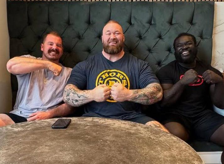 Hafþór Júlíus Björnsson með þeim Paddy Haynes og Evans Nana sem keppa sem gestir í ár.