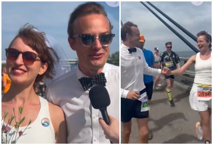 Sænska parið Katja Heldt og Martin Jonsson voru mjög ánægð með brúðkaupsdaginn sinn.