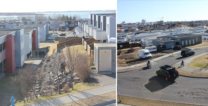 Mikill viðbúnaður var við Haustakur á Arnarneshæð í Garðabæ.