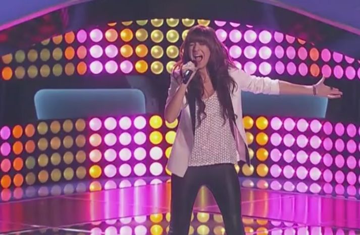 Úr fyrstu áheyrnarprufu Grimmie í The Voice.