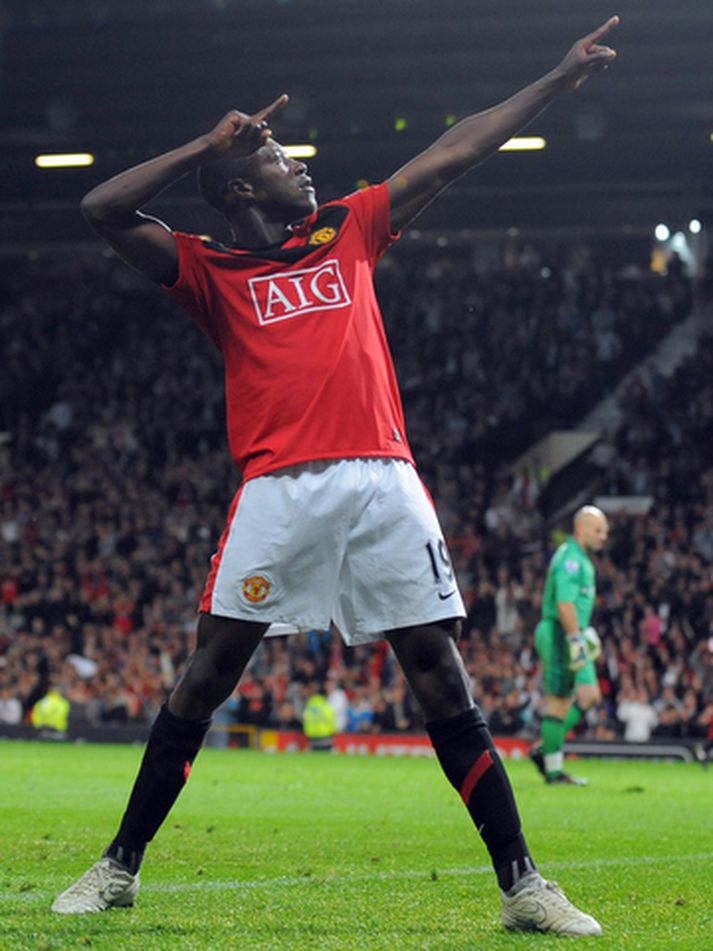 Danny Welbeck fagnar marki fyrir United eins og spretthlauparinn Usain Bolt.