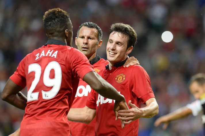 Angelo Henriquez fagnar marki með United á undirbúningstímabilinu.