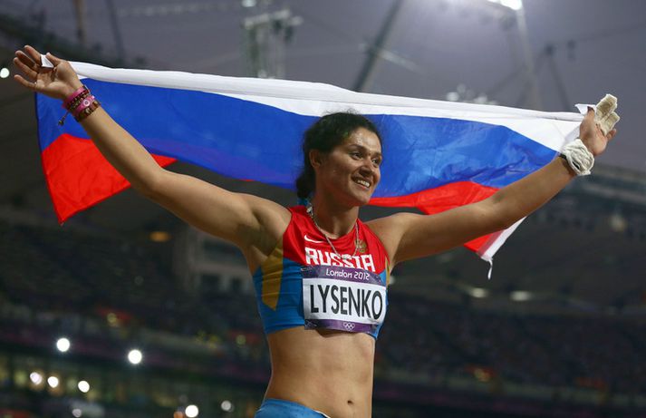 Tatyana Lysenko vann gull í sleggjukasti á ÓL í London.