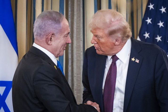 Netanjahú og Trump héldu sameiginlegan blaðamannafund.