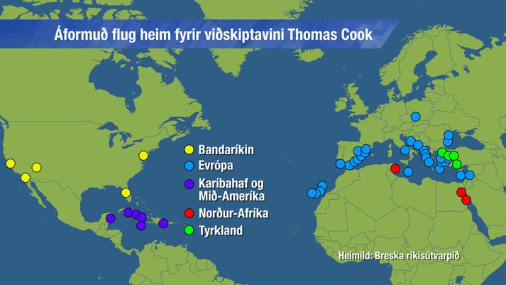 Bresk stjórnvöld reyna nú að koma strandaglópum aftur heim, þeim að kostnaðarlausu.