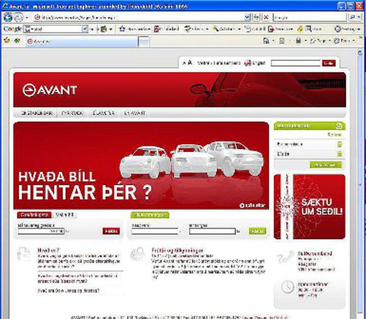 Heimasíða Avant.