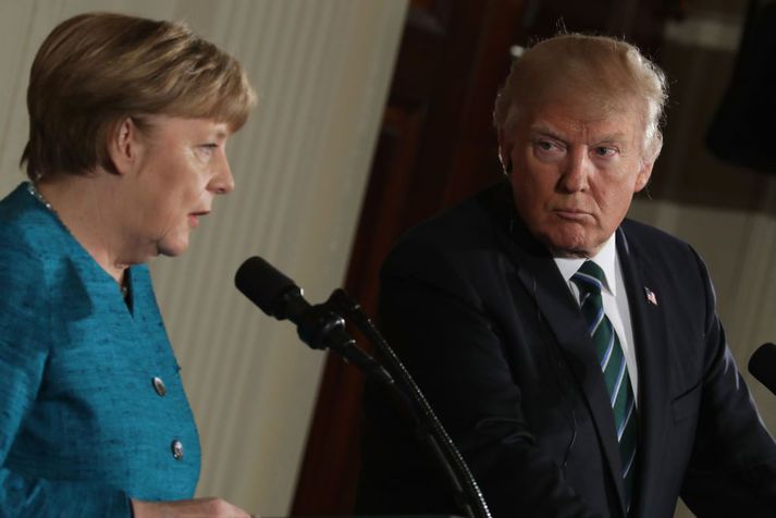 Frá fundi Merkel og Trump í Washington.
