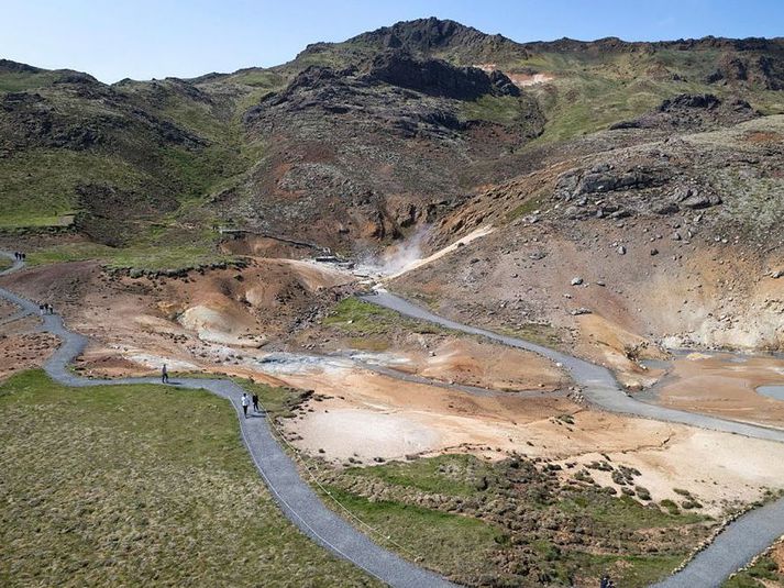 Skjálftanna hefur orðið vel vart nærri Kleifarvatni. Þessi mynd er tekin á þeim slóðum.