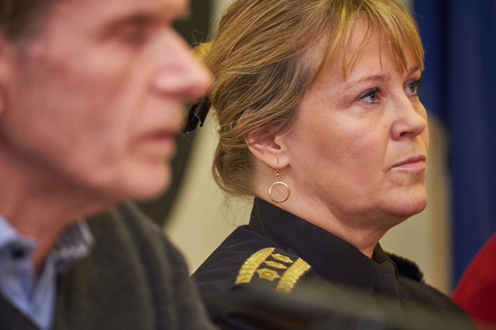 Grímur Grímsson og Sigríður Björk Guðjónsdóttir á blaðmannafundi vegna rannsóknar á hvarfi Birnu Brjánsdóttur.