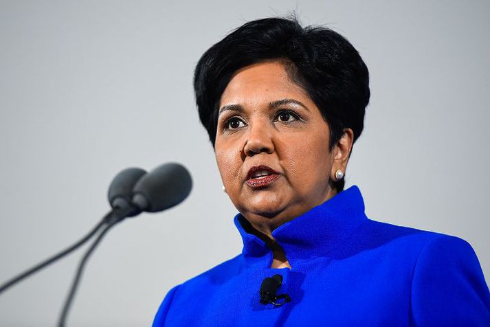 Forstjórinn Indra Nooyi kynnti samninginn fyrir hönd PepsiCo.