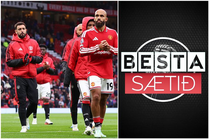Leikmenn Man. Utd ganga skömmustulegir af velli í gær.