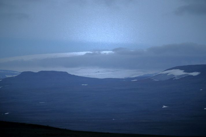 Dyngjujökull í gærkvöldi. Engin merki um eldgos.