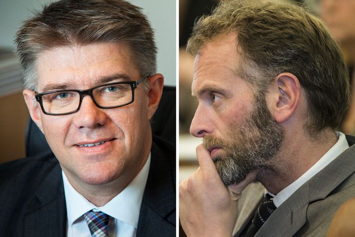 Helgi Hjörvar og Gunnar Bragi tókust á á Alþingi í dag.